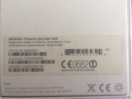 + iPhone 6s Or Rose 16 Go débloqué, boîte d'origine, autocollants, manuel et broche SIM + - Photo 12 sur 12