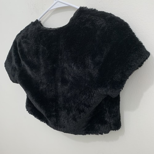 Knit Works Girls Cropped Faux Fur Vest Size 12 Black Top Coat Slip Short Sleeve - Picture 7 of 11