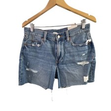 Old Navy Denim Jean Shorts Size 6 5'' Distressed Blue Cotton Raw Hem NEW
