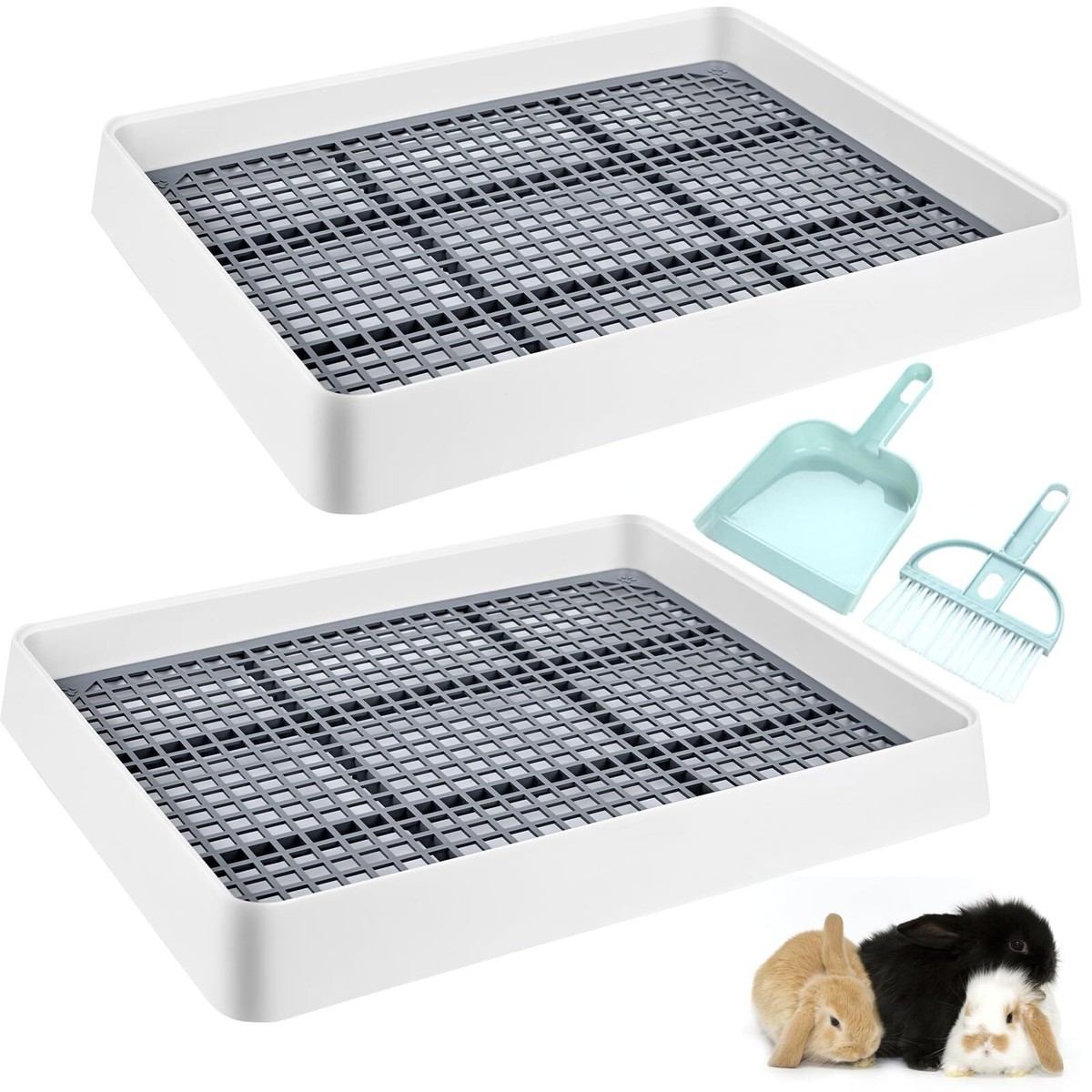 Pack Large Rabbit Litter Box Bunny Restroom Tray with Broom