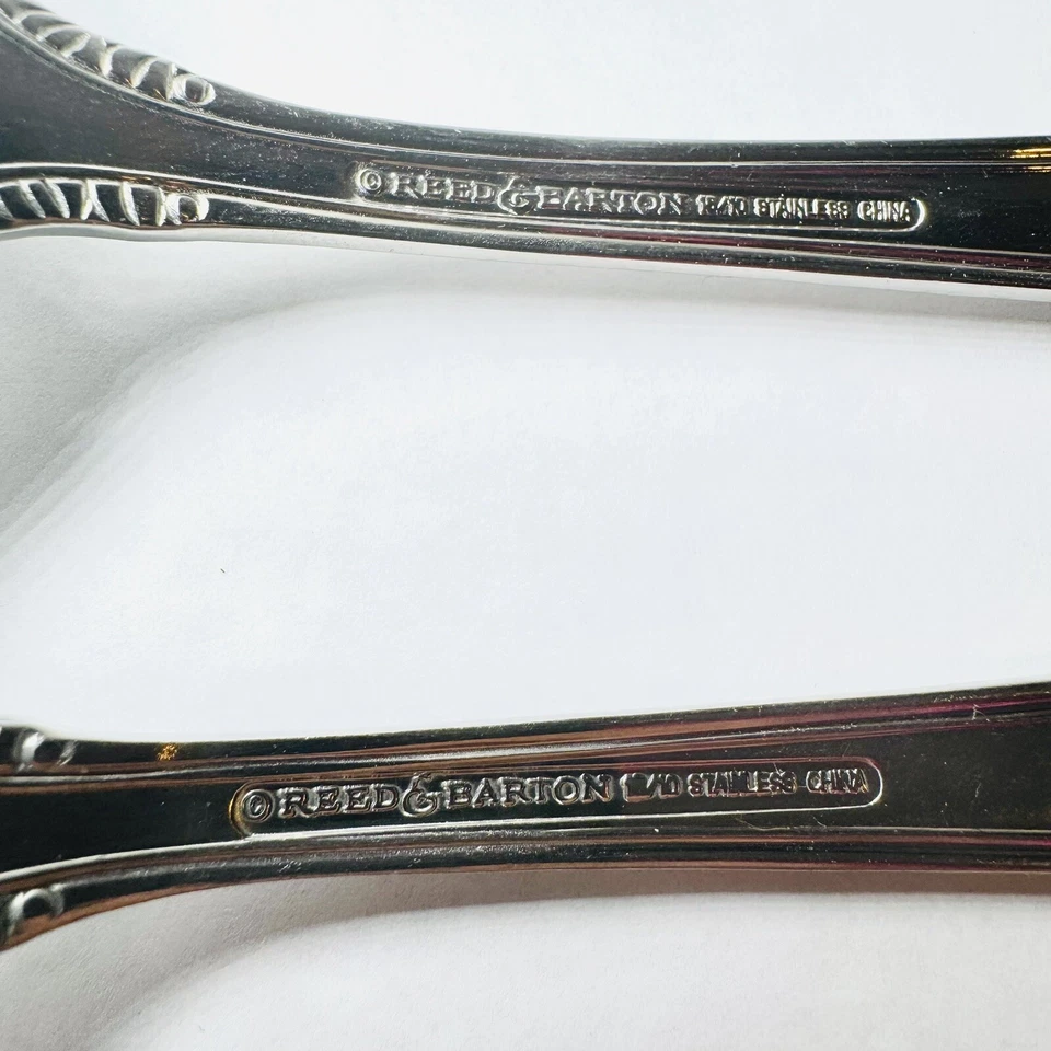 Reed & Barton Renaissance Serving Fork & Pierced Serving Spoon Stainless - Image 4 of 4