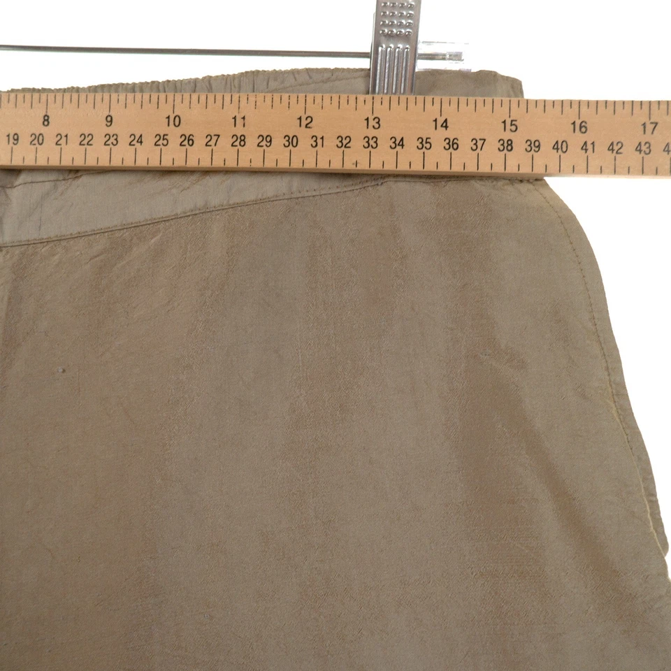 FLAX Green Metallic Wide-Leg Silk Pants Womens Small S Side Button - Image 2 of 4