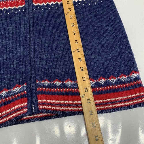Maglione Tiara Donna Piccolo Full Zip Fair Isle Blu Rosso Cotone Rami Manica Lunga - Foto 10 di 10