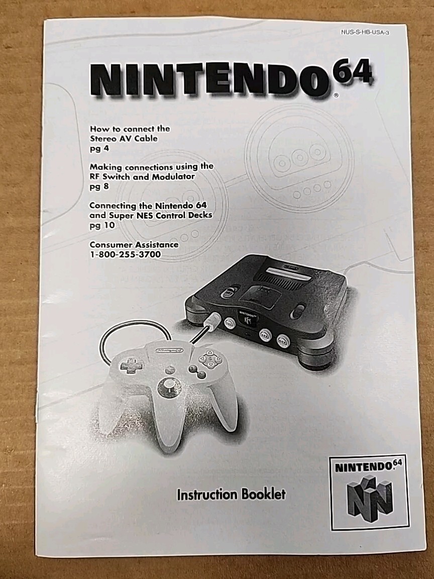 Nintendo 64 Console N64 MANUAL ONLY Authentic Original UK