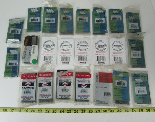 Lot of 23 Weld Mask Filter Lens Lenses Plate Tufcote Weldmark Harris 2" x 4-1/4"