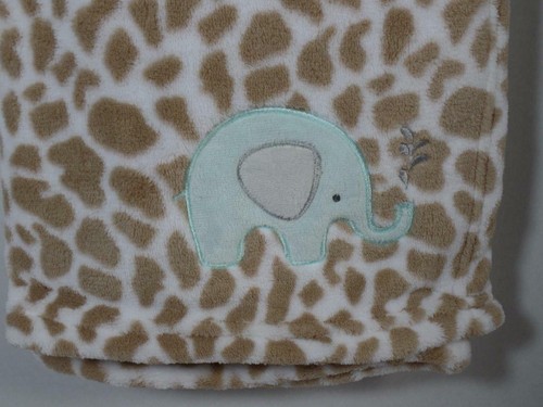 Zak & Zoey Brown & White Cheetah Patterned Embroidered Jungle ELEPHANT Blanket - Picture 2 of 3