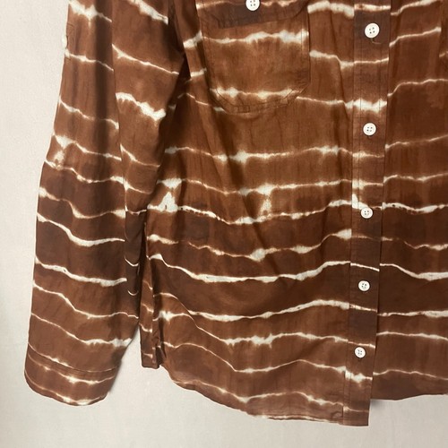 Jones New York Sport Women's Brown Tie Dye Button Up Tunic Shirt Size Large - Picture 8 of 17