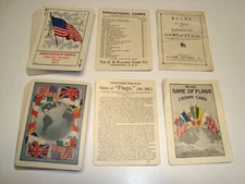 Circa 1900 Game of Flags Playing Cards, Parker Bros – Full Deck+3EC+Pamphlet