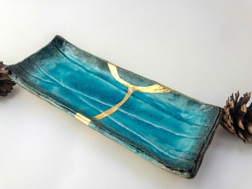 Kintsugi Plate - Blue Bronze v2 - Picture 2 of 11