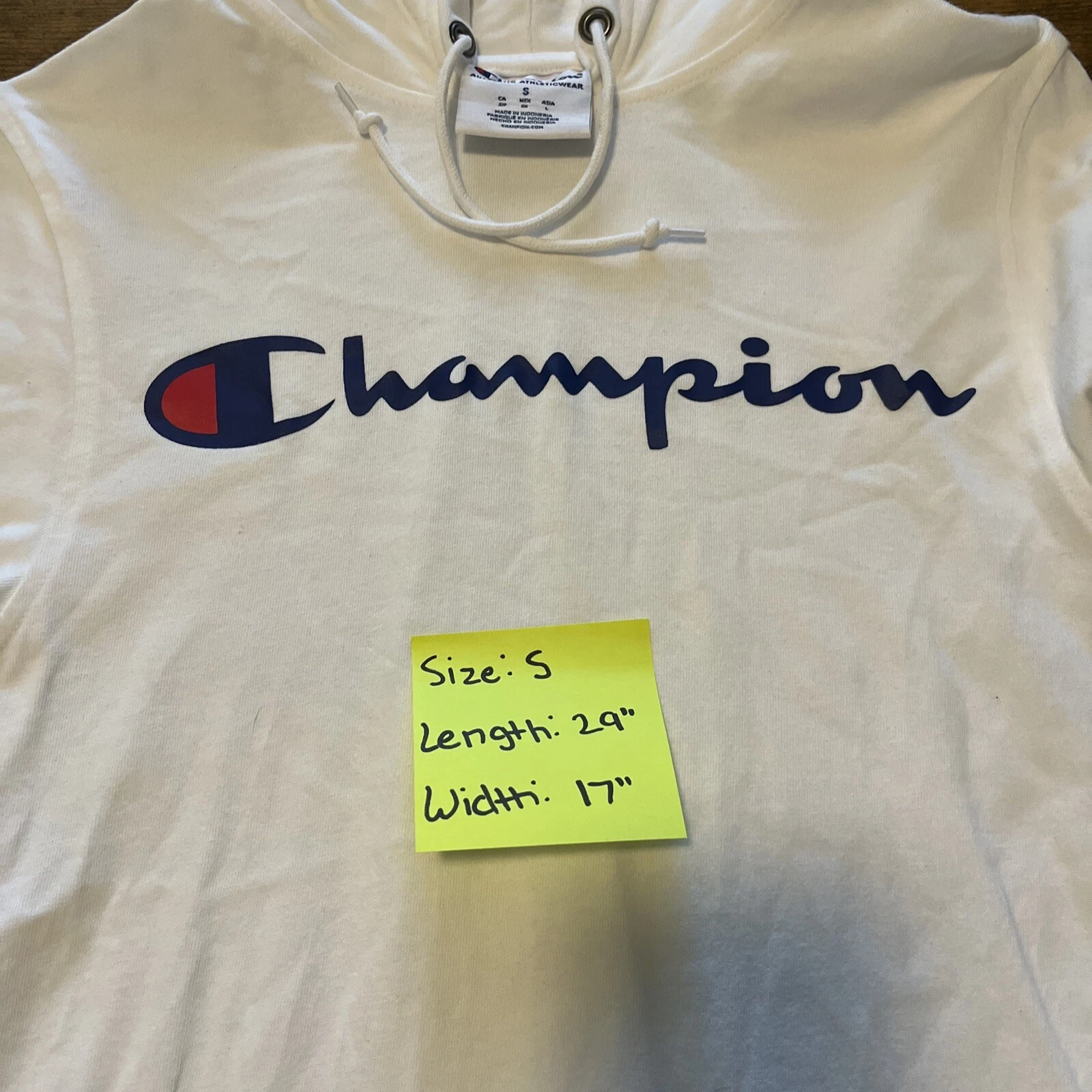 VETEMENTS Camicia uomo S Champion bianca manica lunga con cappuccio