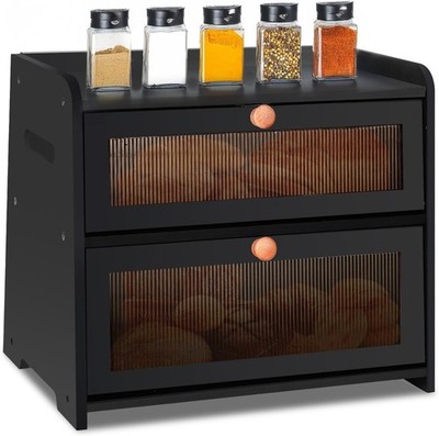 Bread Box Kitchen Countertop Bread Storage Container Homemade Bread Double Layer