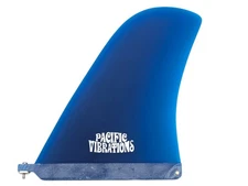 10" Pacific Vibrations Longboard Surfboard Fin New Rudder Blue  Fiberglass 