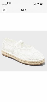 Universal Threads Celia White Lace Espadrille Flats Size 8