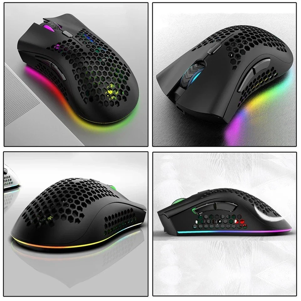 Wireless Mouse Gaming Rechargeable Optical Mouse Cordless 7 Color LED Backlit PC - Image 3 of 4