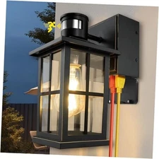 Motion Sensor Porch Lights with GFCI Outlet, Outside Dusk to 1 Pack-GFCI Black