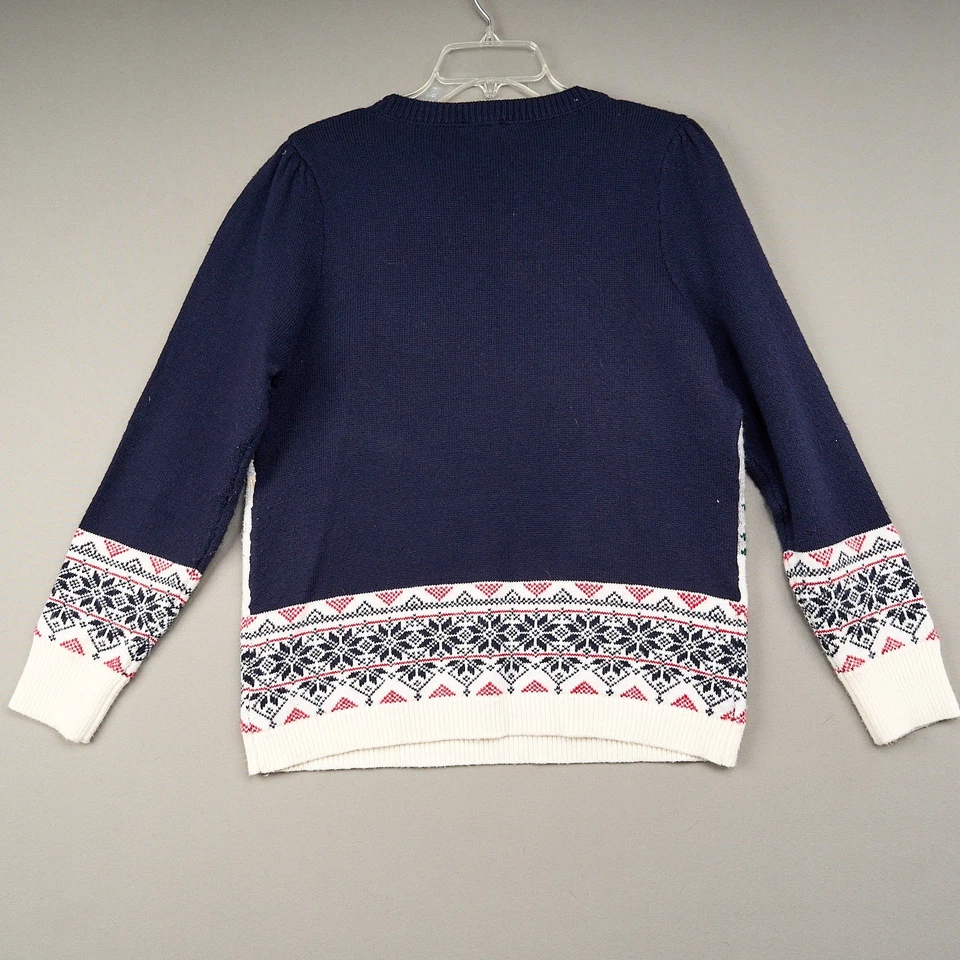 Suéter Talbots Mujer L Azul Navidad Pueblo Snow Mountain Mezcla Algodón Foto 3 de 4