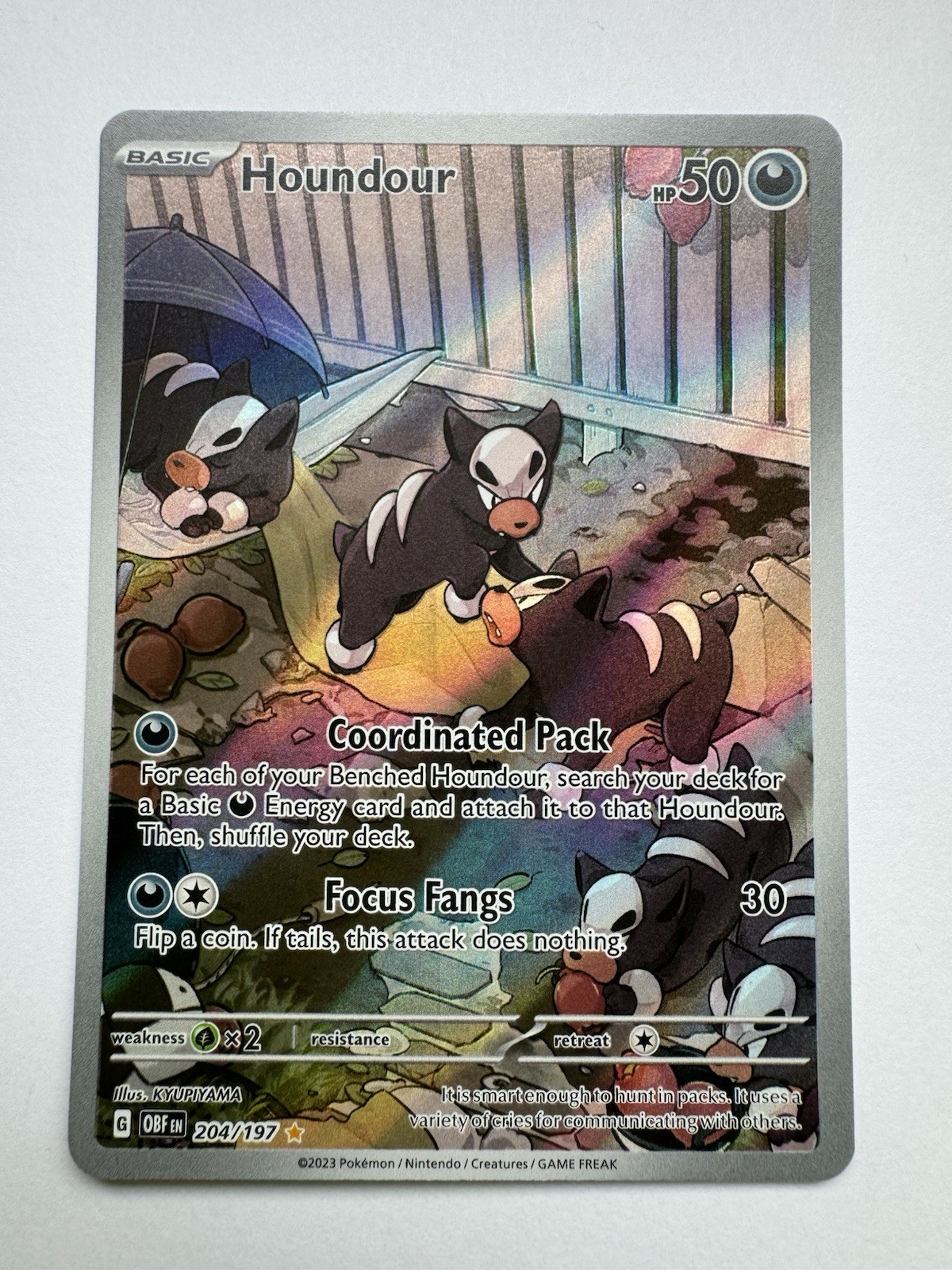 Pokémon TCG Houndour 204/197 Illustration Rare SV03 Obsidian Flames Holo ENG