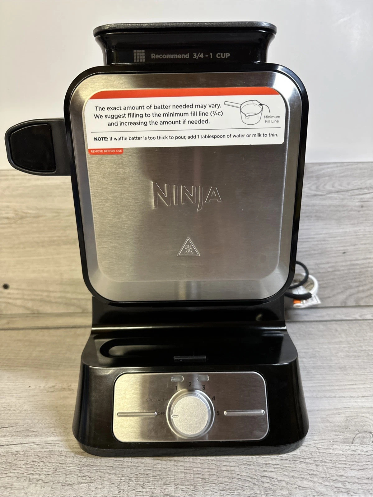 Ninja BW1001 NeverStick Pro Belgian Waffle Maker Vertical Design, Black Silver
