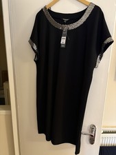 Black with Silver Sequence Round Neck and Sleeves Dress     size 18