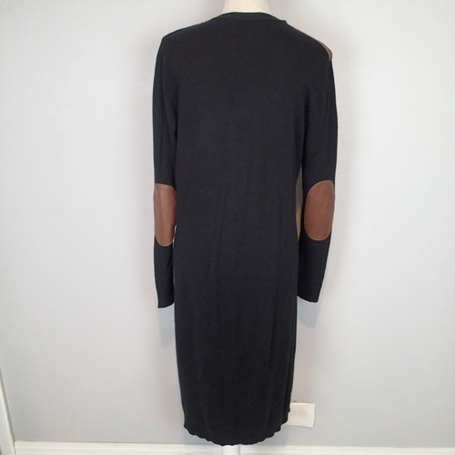 Ralph Lauren Long Silk-Cashmere Black Hunting Sweater L elbow patches - Picture 10 of 19