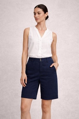 J.Jill Women s Size 10 Navy High Rise Bermuda Shorts Cotton Stretch...