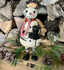 NEW Primitive SNOWMAN RECYCLED METAL CHILLY WINTER CHRISTMAS 9.75"Tx4.5"Wx3.25"D