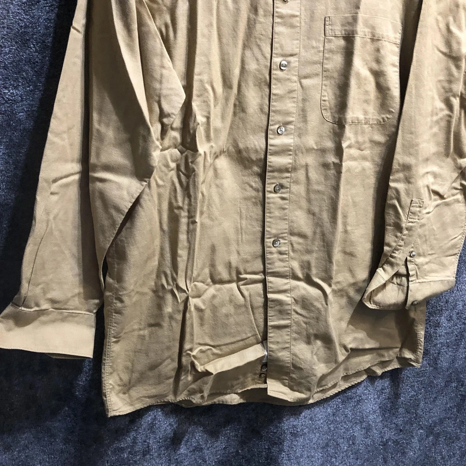 Murano 衬衫男式 16.5 34 棕褐色卡其色 Basketweave 纽扣长袖连衣裙 — 第 2/4 张图片