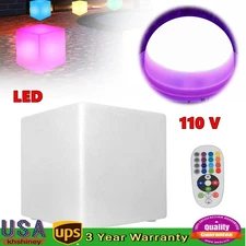 17in LED Cube Light Pub Bar Stool W/Remote Control 16 RGB Colors Changing Chair
