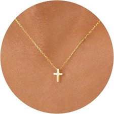 Cross Necklace for Women 14K Gold Plated Dainty Gold Cross Necklace Simple