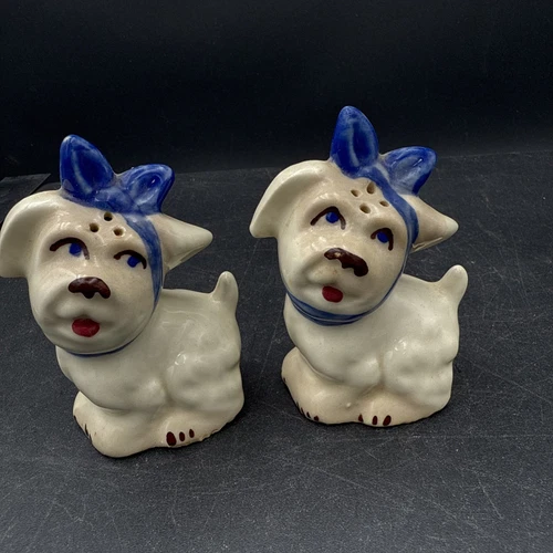 Vintage Salt and Pepper Shakers Muggsy Dog Shawnee Pottery 3"