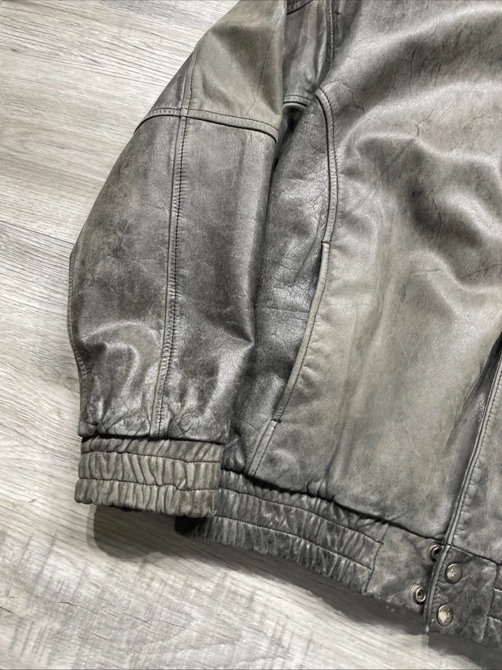 Chaqueta de Cuero Nike Jordan Flight Años 80/90 De Colección Negra Forro Naranja Desteñido L Foto 3 de 4