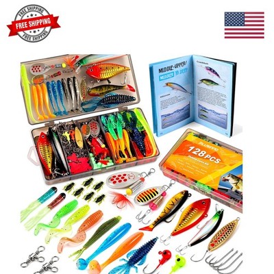 Fishing Lures, All-in-One Fishing Tackle Box with Tackle Included, Fishing Ge...