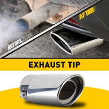 1 Set Car Exhaust Tail Throat Muffler Tip Pipe Stainless Replace Accessor Silver