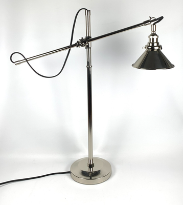 #ad Restoration Hardware 1900s Machinist Task Table Lamp Nickel Finish Light NICE $265.00