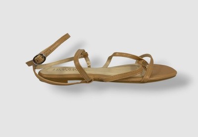 Journee Women's Beige Serissa Strappy Flat Sandals Shoes Size 8