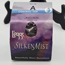Leggs Pantyhose Silken Mist A Control Top Misty Taupe Sheer Toe 