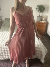 ASOS dark rose pink strappy pleated dress size 10