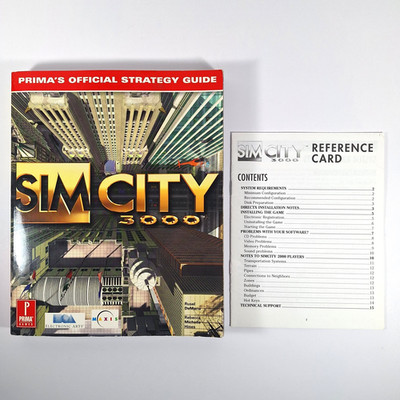 Sim City 3000 Prima Official Strategy Player's Guide Book w/ Reference Card