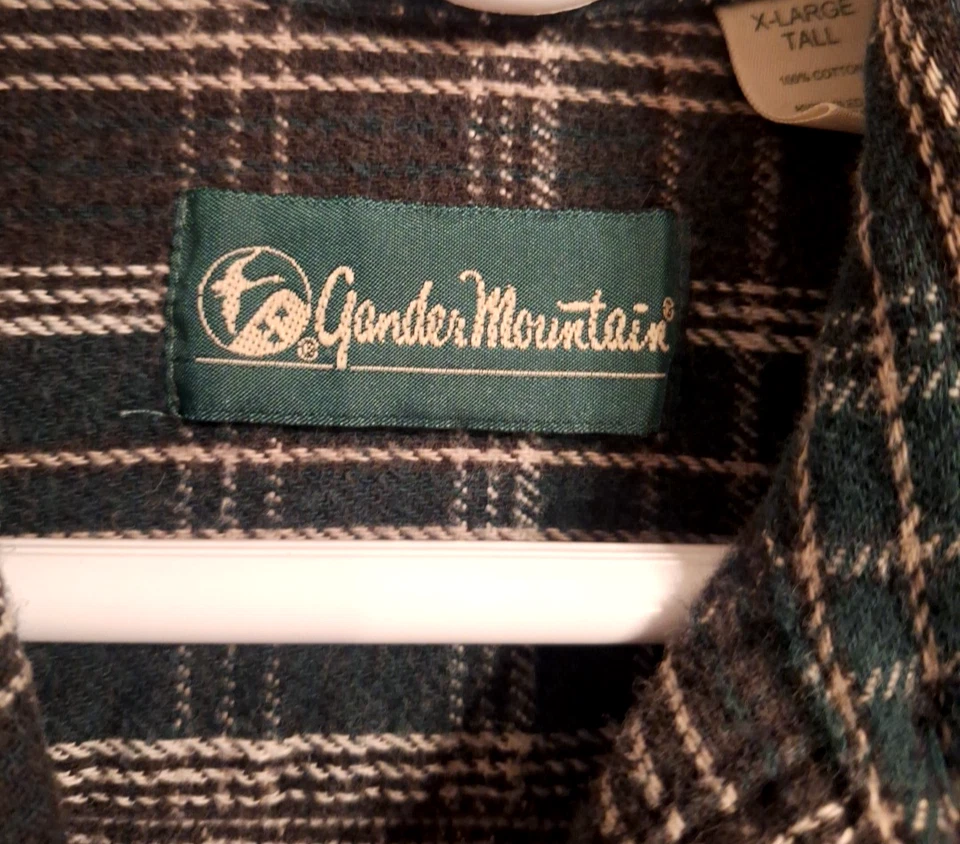 Мужская тяжелая фланелевая клетчатая рубашка с длинным рукавом Gander Mountain размер XL высокий рост - Изображение 2 из 3