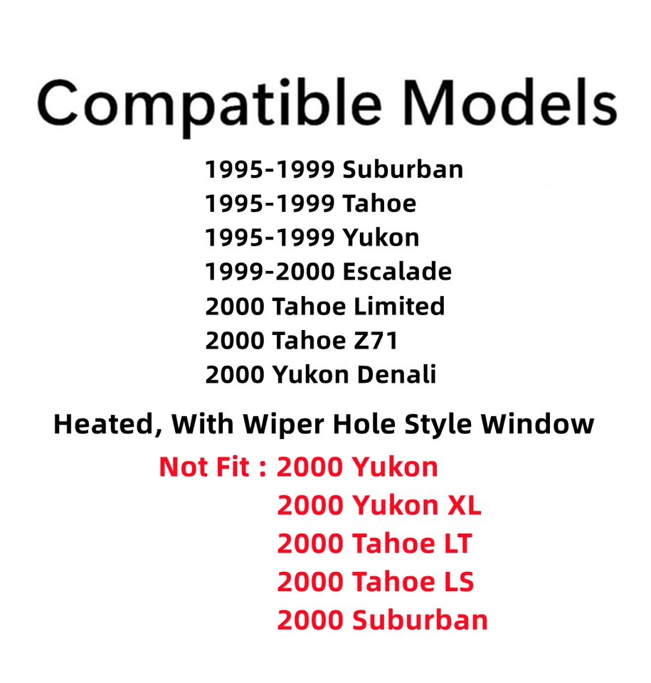 Fit Tahoe Suburban Yukon Escalade Rear Back Glass Window Heated W/Wiper Hole Foto 3 de 4