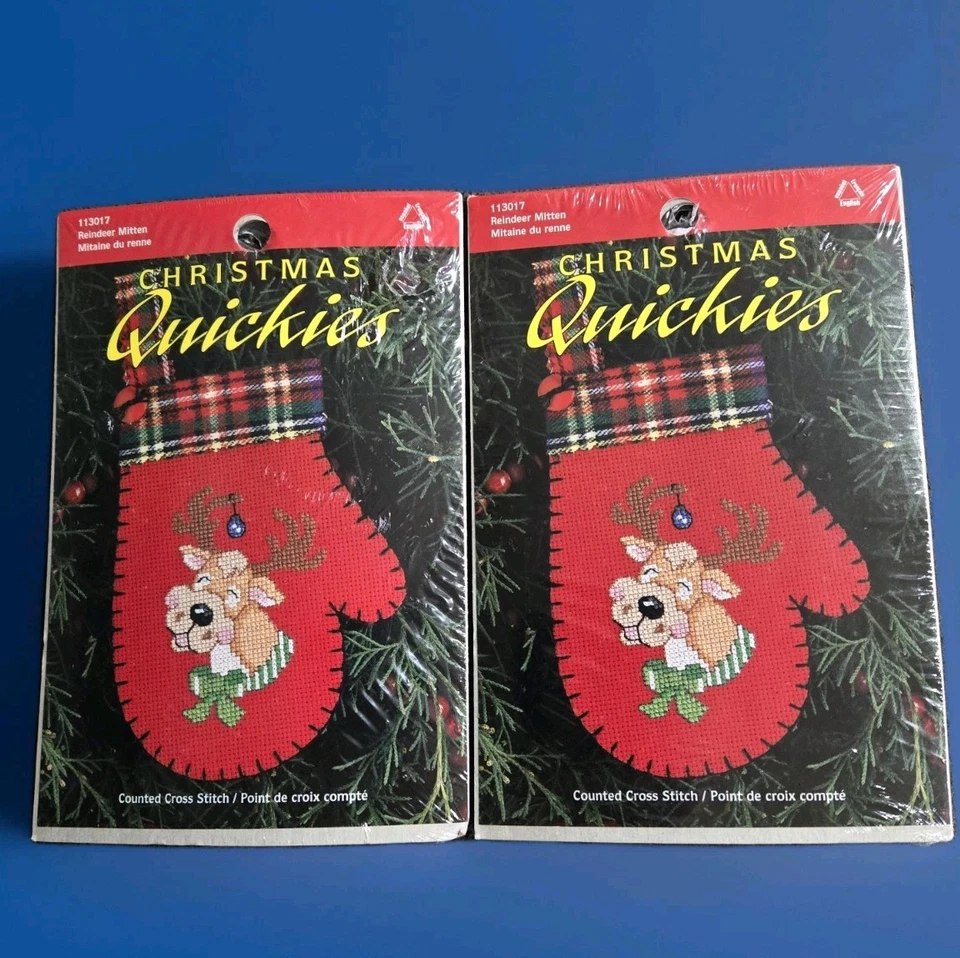 Juego de 6 Kits de Adornos de Navidad Punto de Cruz 3.25x5" 4.5x4.5" Quickies Nuevo Foto 2 de 4