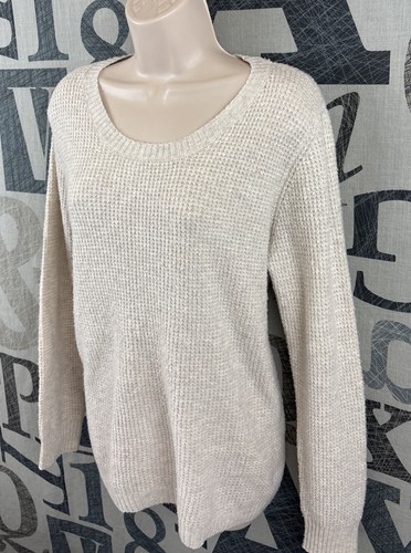 Market Spruce Women XL Sweater Soft Waffle Knit Lightweight Cream Long Sleeve - Picture 3 of 8