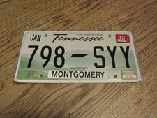 Tennessee The Volunteer State License Plate, 798 SYY with a 2012 tag