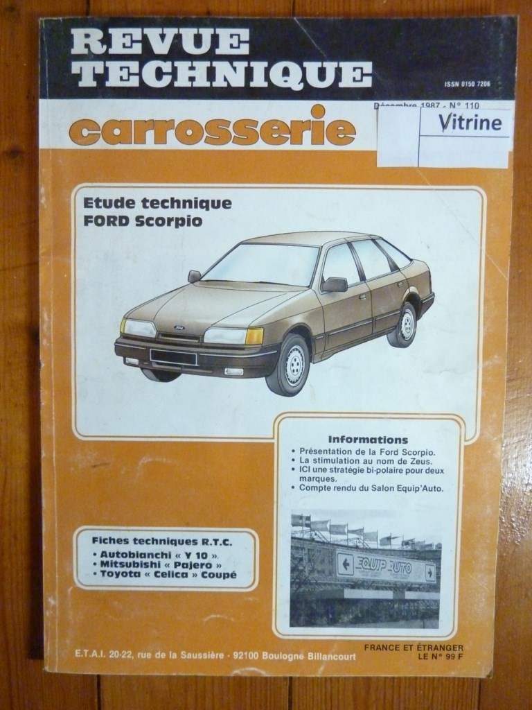 Revue Technique Carrosserie Ford Scorpio en état comme neuf sous film d'origine