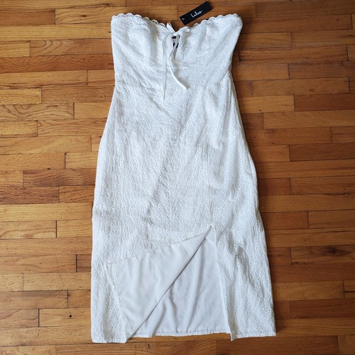 Lulus Embroidered Eyelet Empire Waist Strapless Midi Dress NEW Coquette Cottage - Picture 2 of 20