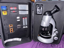 EDU Science Microscope with Carrying Case  & Test Slides for Kids