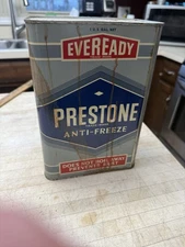 Eveready Prestone Anti-freeze 1 Gallon Can Tin Auto Oil Gas collector!