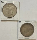 Lot of 2 Peace Silver Dollars 1923-S & 1925-S San Francisco Mint VF