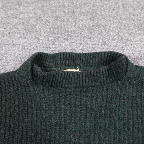 VTG 60s Campus Sweater Men 40 Green Bulky Knit Fisherman Crewneck USA Wool 14066 - Picture 3 of 10
