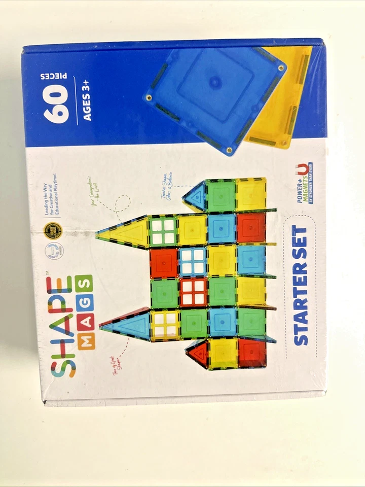 MAGNETIC SHAPEMAGS 60 PIECE STARTER BUILDING SET NEW  SEAL - Image 3 of 4